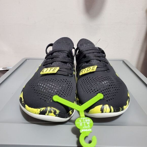 Crocs Men's Sz 9 LiteRide 360 Marbled Pacer Shoes 207633-02K Black/Yellow NWT - Picture 2 of 15